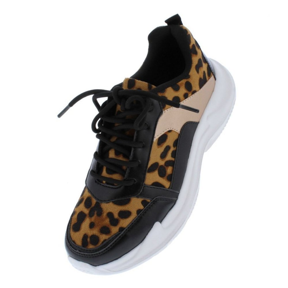 Black Leopard Print Sneaker {Forever} - Picture 1 of 3